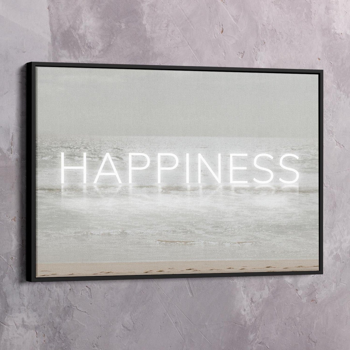 Neon Water - HAPPINESS Wall Art | Inspirational Wall Art Motivational Wall Art Quotes Office Art | ImpaktMaker Exclusive Canvas Art Landscape