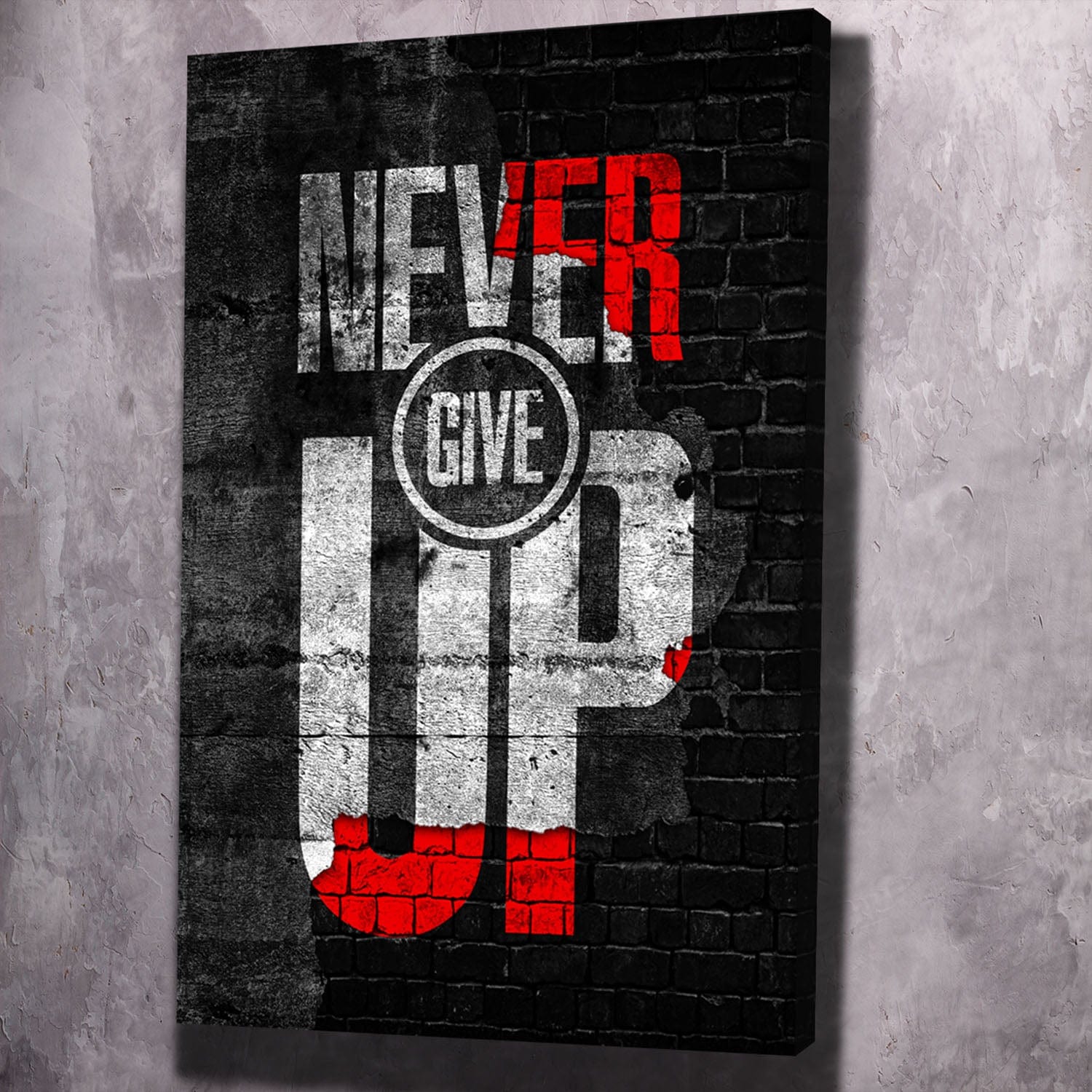 Never Give Up Wall Art | Inspirational Wall Art Motivational Wall Art Quotes Office Art | ImpaktMaker Exclusive Canvas Art Portrait