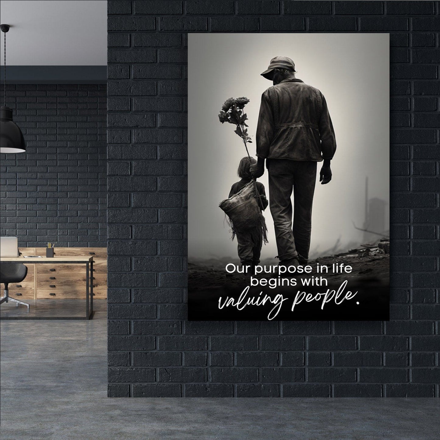 Our purpose in life begins with valuing people. - John Maxwell Inspired Wall Art | Inspirational Wall Art Motivational Wall Art Quotes Office Art | ImpaktMaker Exclusive Canvas Art Portrait