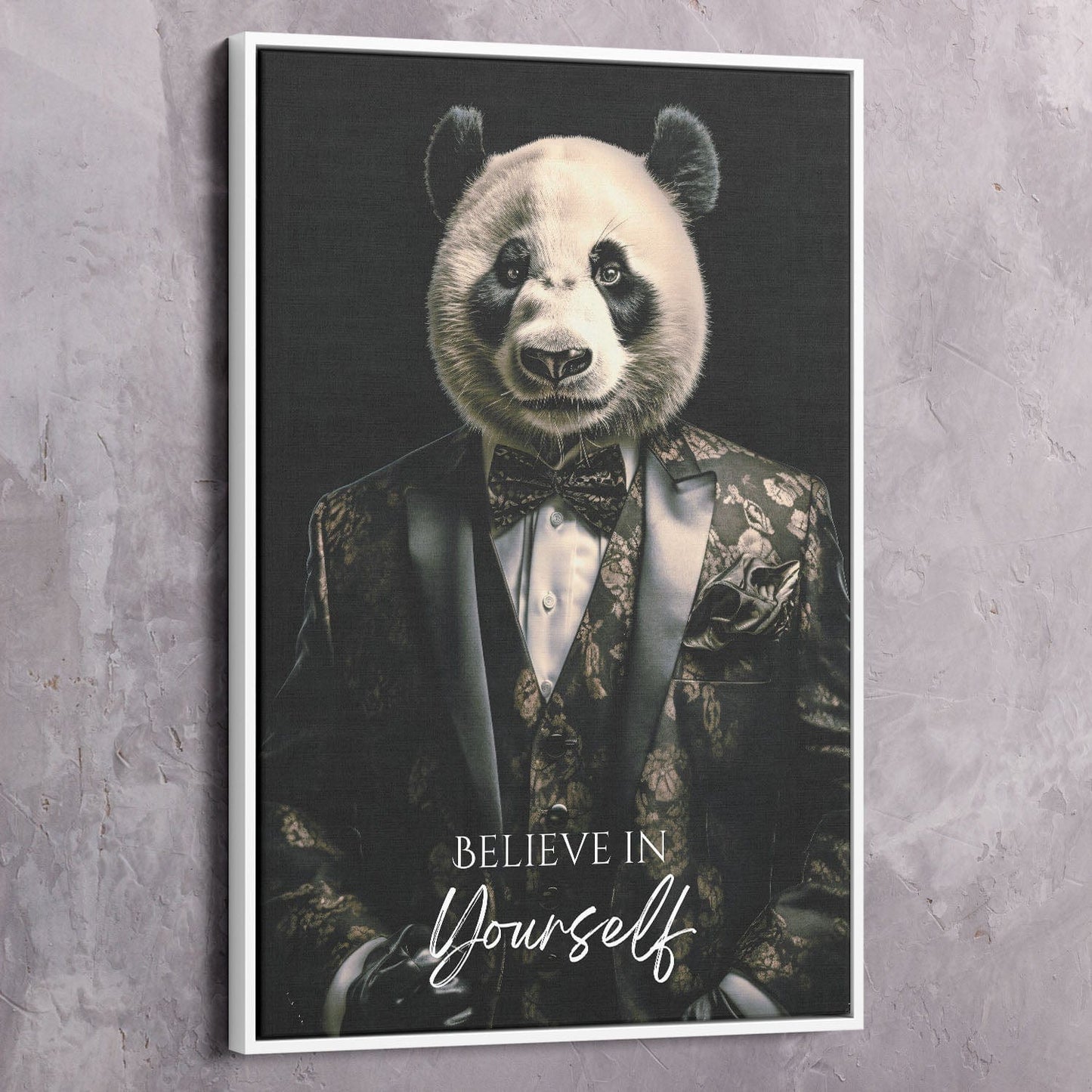 Panda Suite - Believe in Yourself Wall Art | Inspirational Wall Art Motivational Wall Art Quotes Office Art | ImpaktMaker Exclusive Canvas Art Portrait