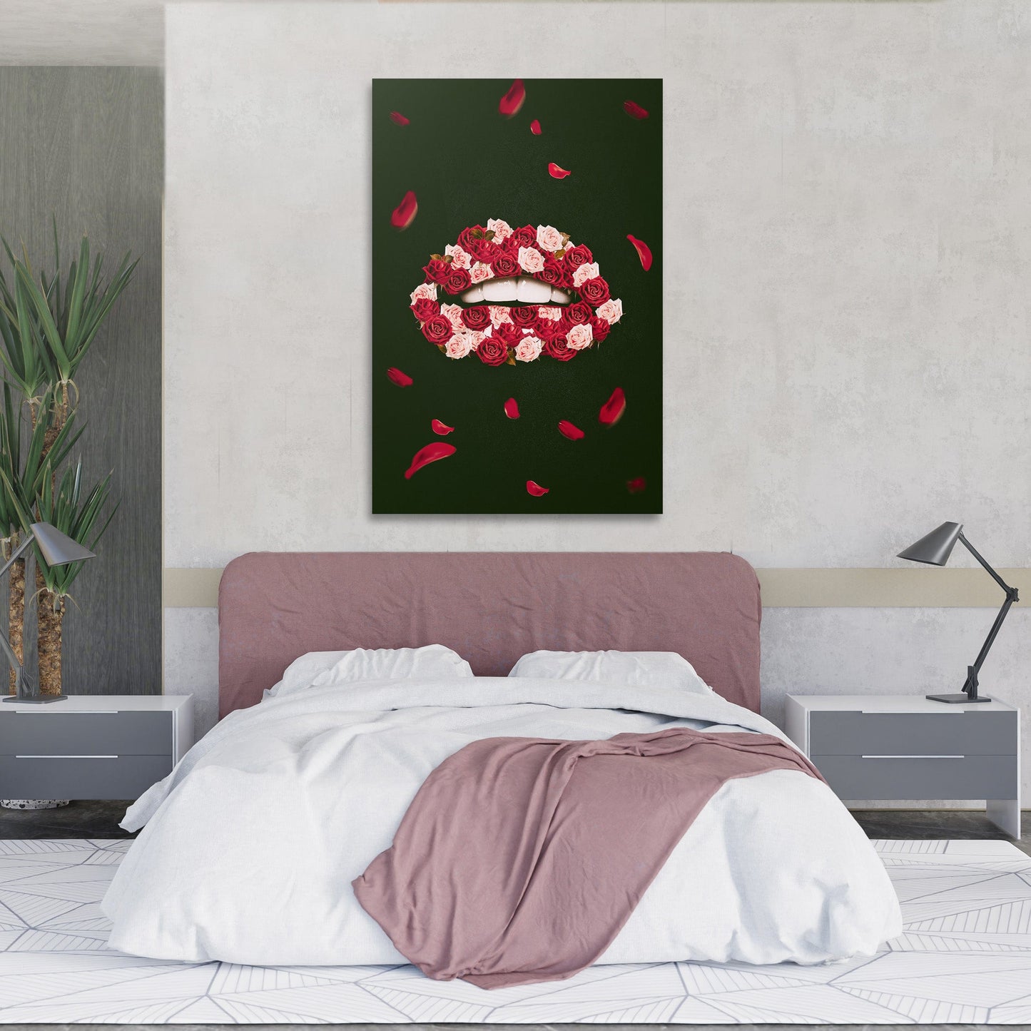 Rose Lips Wall Art | Inspirational Wall Art Motivational Wall Art Quotes Office Art | ImpaktMaker Exclusive Canvas Art Portrait