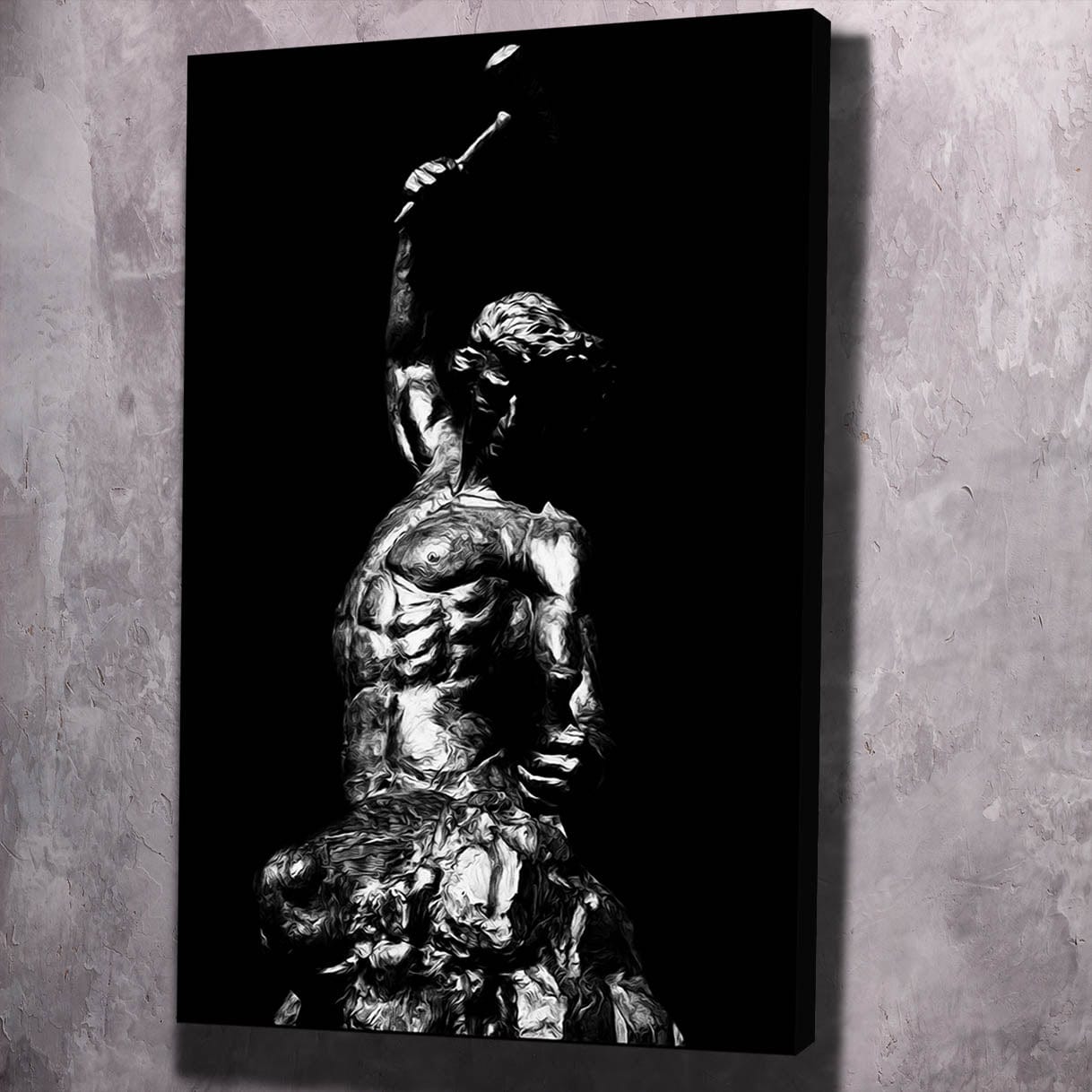 Self Made Man Statue Black White - Shop exclusive inspirational wall art, motivational wall art, office art, home office wall decor quotes, wall art quotes, office artwork, motivational art only at ImpaktMaker in canvas and acrylic formats.