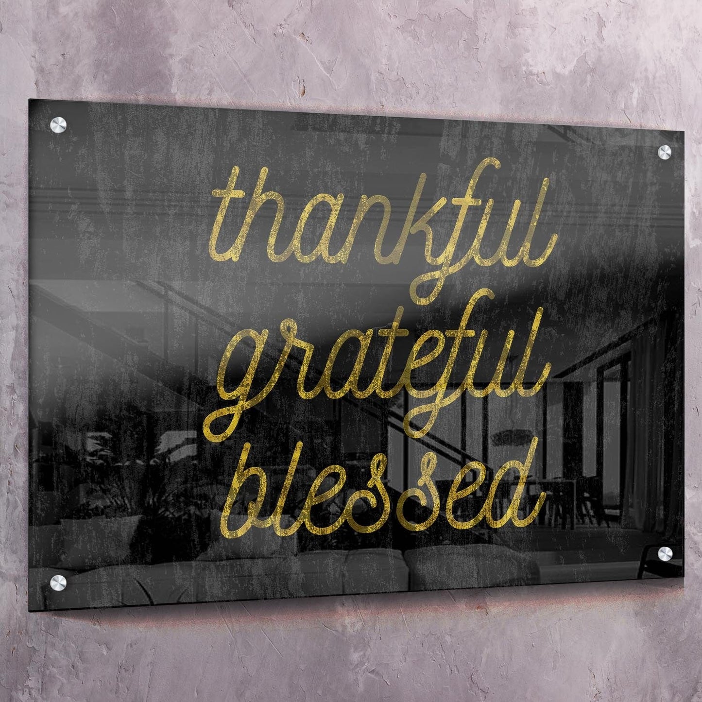 Thankful Grateful Blesses Wall Art | Inspirational Wall Art Motivational Wall Art Quotes Office Art | ImpaktMaker Exclusive Canvas Art Landscape