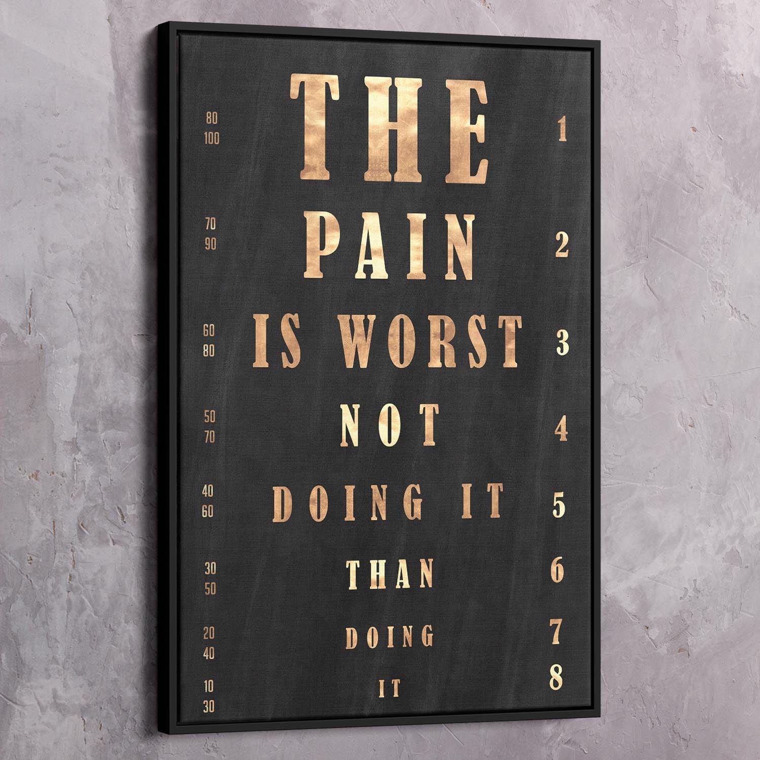 The Pain is Worst Wall Art | Inspirational Wall Art Motivational Wall Art Quotes Office Art | ImpaktMaker Exclusive Canvas Art Portrait
