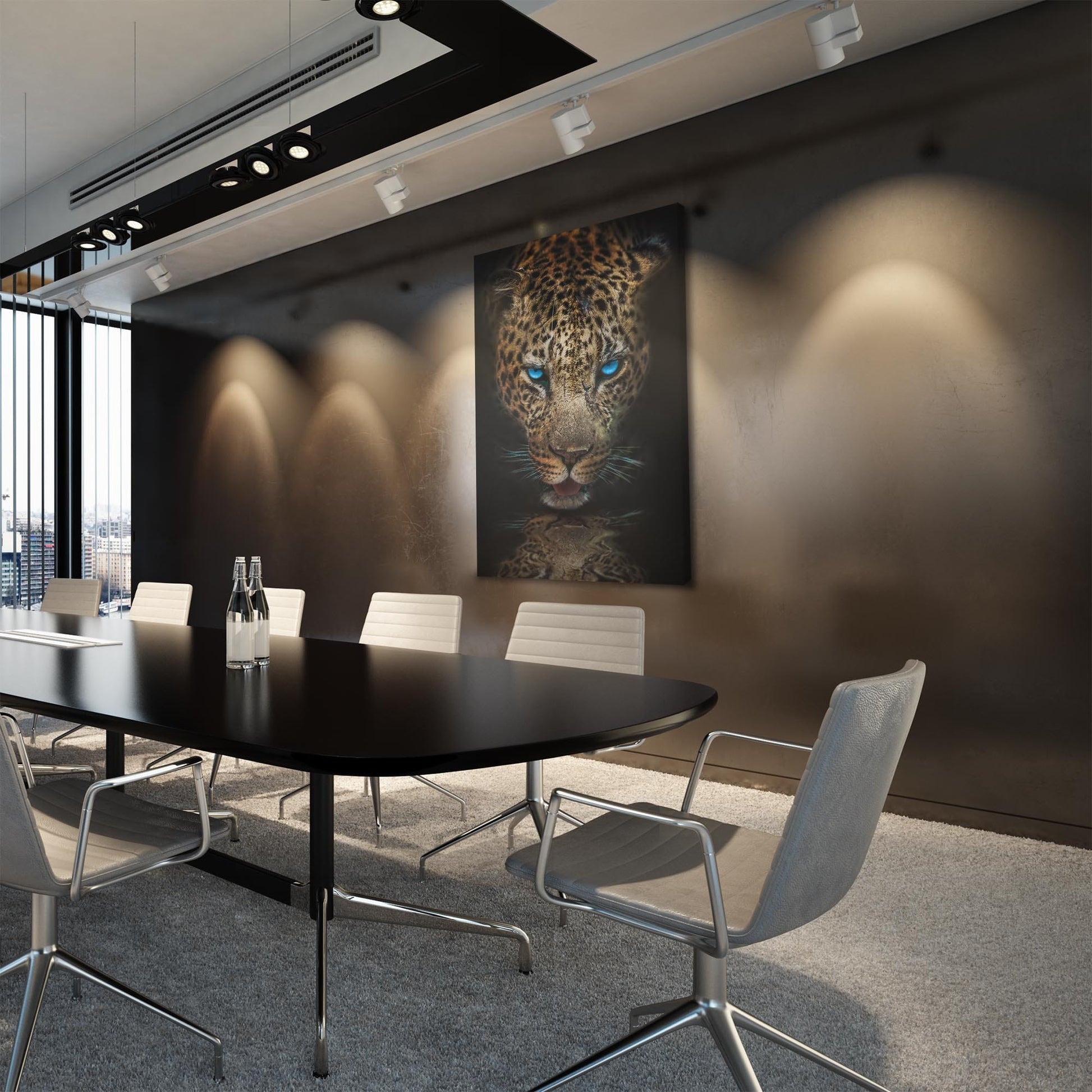 Thirsty Leopard Reflection Wall Art | Inspirational Wall Art Motivational Wall Art Quotes Office Art | ImpaktMaker Exclusive Canvas Art Portrait