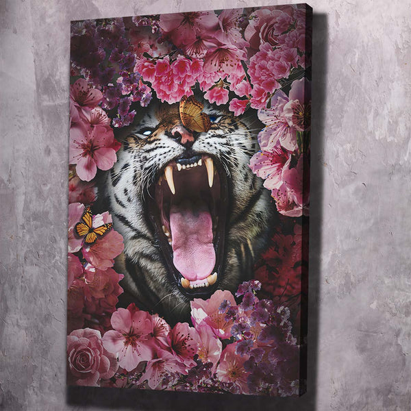 Tiger Roar Pink Flowers Art Wall Art Inspirational Wall Art Motivational  Wall Art Quotes Office Art ImpaktMaker Exclusive