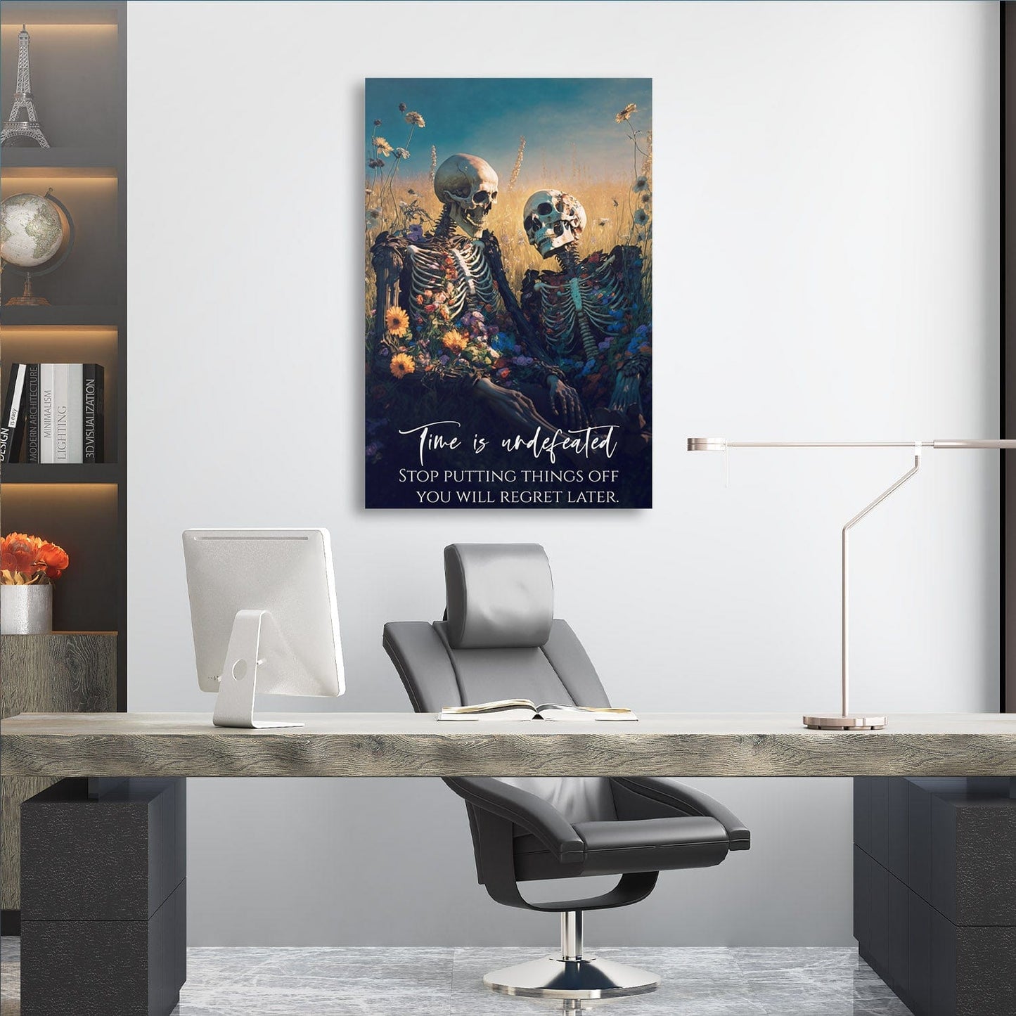 Time is undefeated Wall Art | Inspirational Wall Art Motivational Wall Art Quotes Office Art | ImpaktMaker Exclusive Canvas Art Portrait