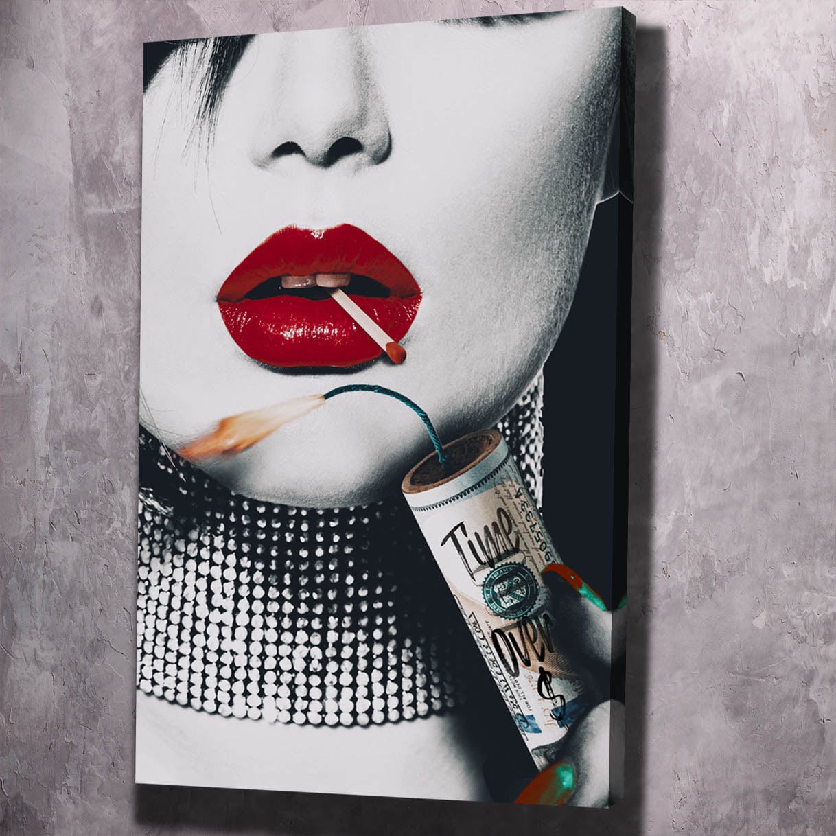 Time Over Money Dynamite Beauty Art Wall Art | Inspirational Wall Art Motivational Wall Art Quotes Office Art | ImpaktMaker Exclusive Canvas Art Portrait