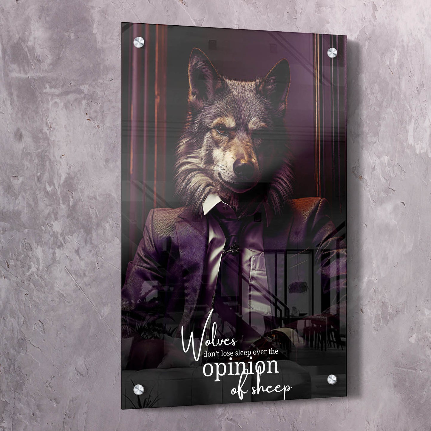Wolves don't lose sleep over the opinion of sheep Wall Art | Inspirational Wall Art Motivational Wall Art Quotes Office Art | ImpaktMaker Exclusive Canvas Art Portrait