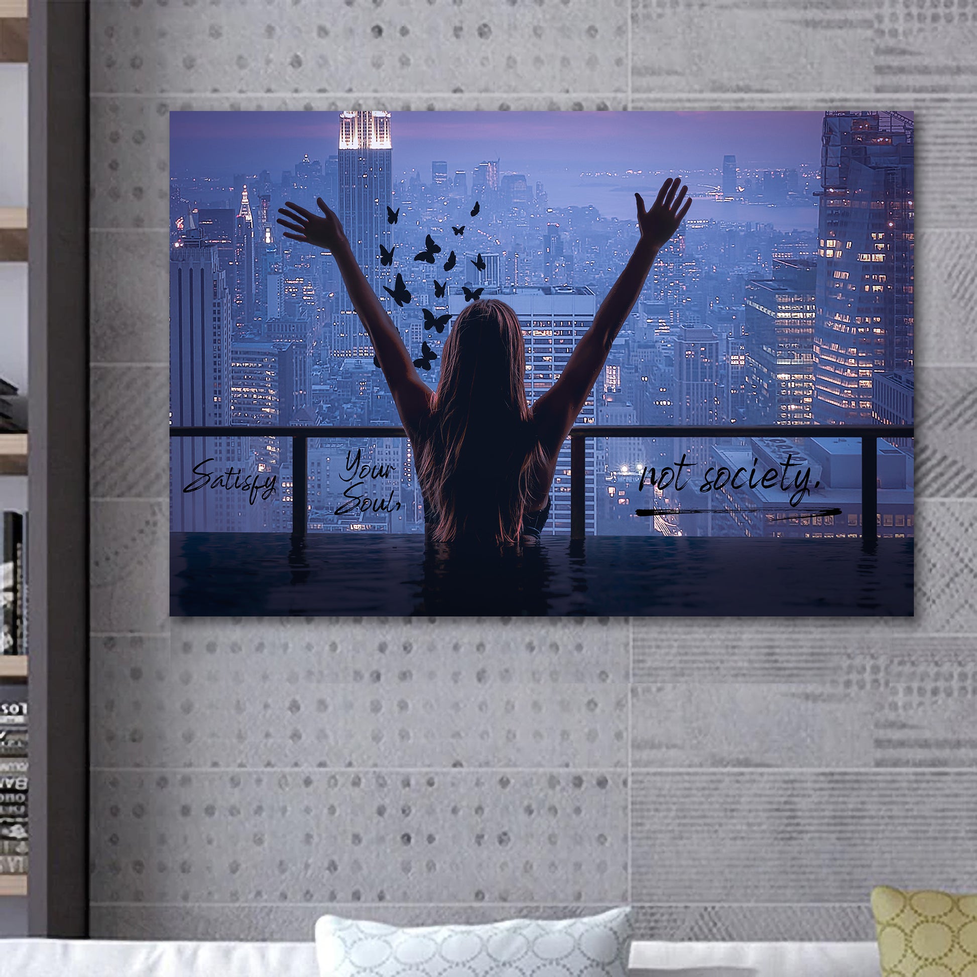 Satisfy Your Soul - Shop exclusive inspirational wall art, motivational wall art, office art, home office wall decor quotes, wall art quotes, office artwork, motivational art only at ImpaktMaker in canvas and acrylic formats.